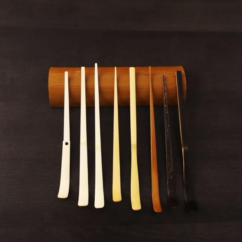 Cross-Border Matcha Tea Set with White Bamboo and Purple Bamboo Carbonized Bamboo Tea Scoop, Direct Sales from Manufacturer