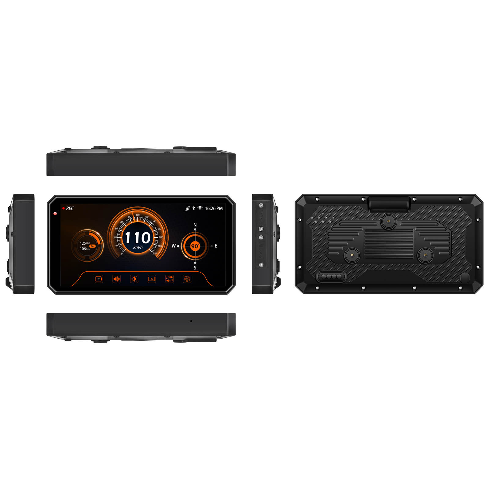 Motorcycle Driving Recorder Carplay Screen Projection 6.1inch Bsd Blind Spot Monitoring 1080 Tire Pressure Detection Waterproof