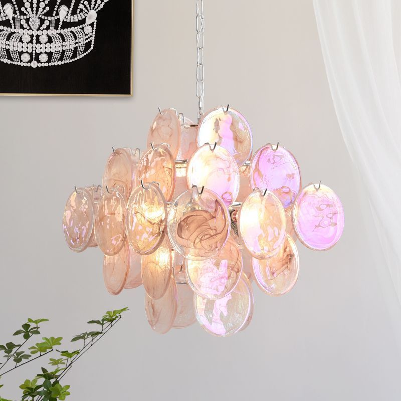 Grape Red Glass French Cream Medieval Art Round Light Luxury Living Room Bedroom Staircase Restaurant Chandelier