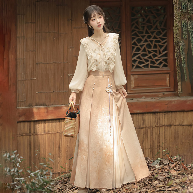 Original design autumn evening Chinese style women's clothing Chinese element Chinese clothing top overskirt suit 8829