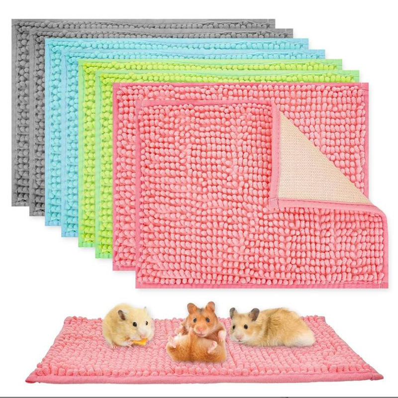 Cross-Border New Guinea Pig Cage Lining Chenille Plush Anti-Slip Mat Reusable Washable Small Pet Rabbit Mat
