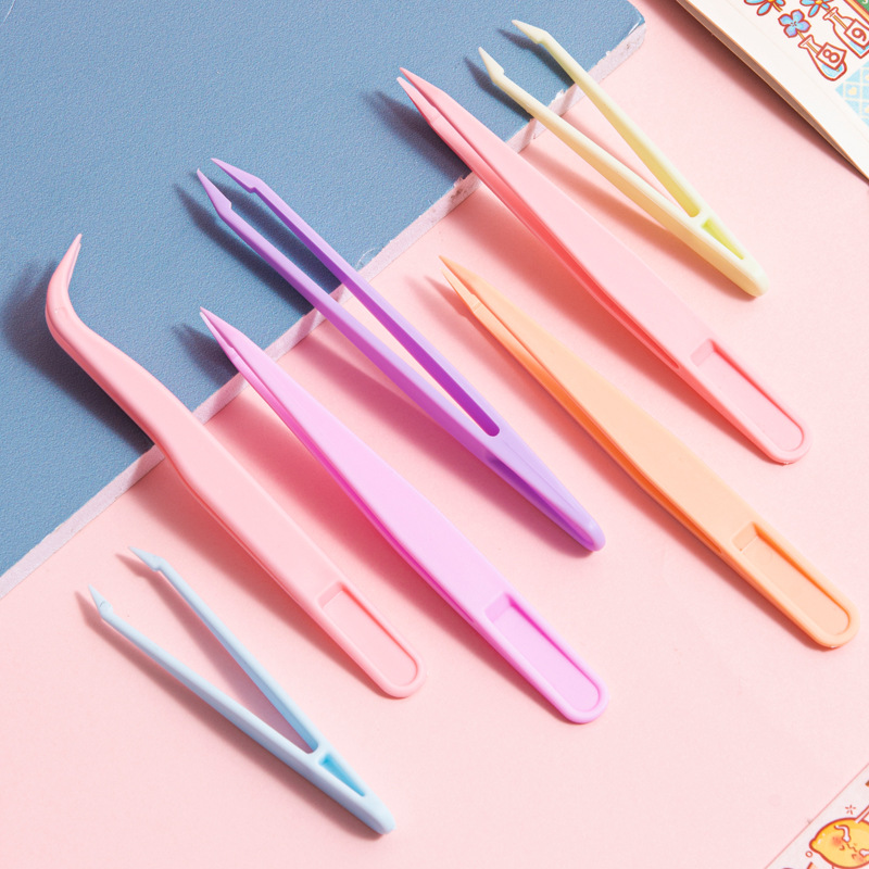 Макаронные пинцеты для рукоделия, маленькие пинцеты для наклеек, алмазная живопись, изогнутые пластиковые пинцеты оптом
