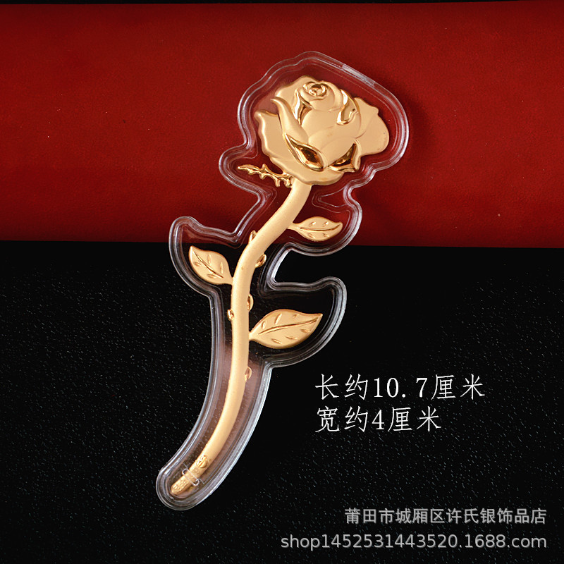 Gold Foil Rose Single Stem Phone Case Accessory Gold Foil Flower Mother's Day Valentine's Day Confession 520 Red Envelope