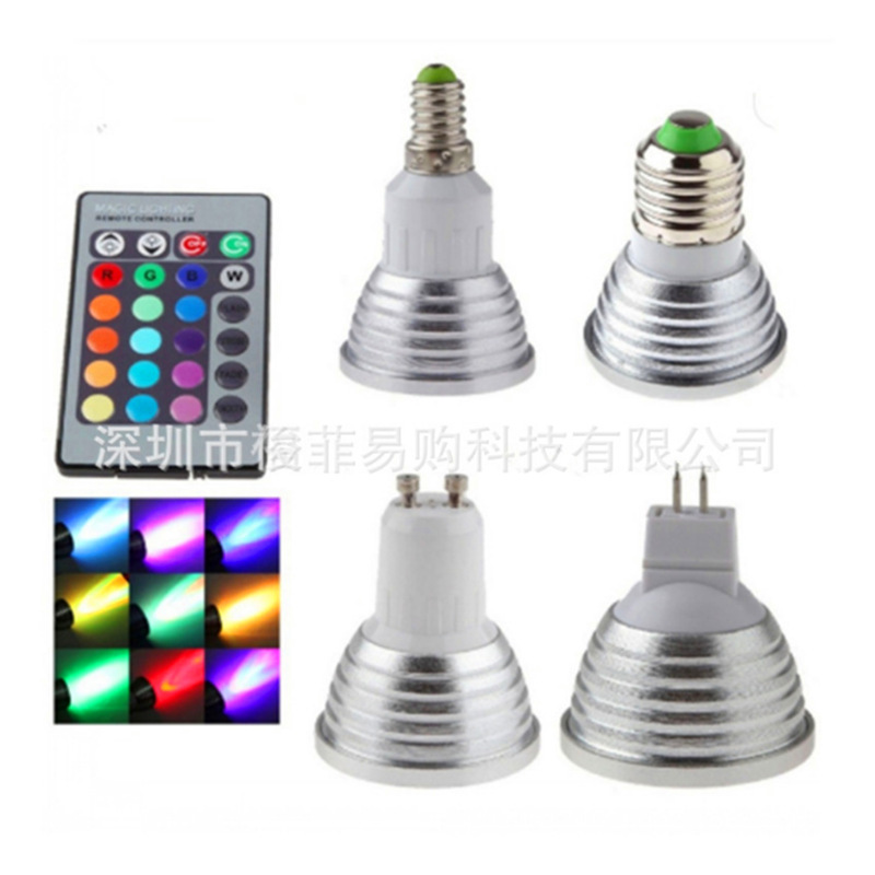 Цветной прожектор автоматическая цветная лампа с изменением цвета 3W вспышка большая резьбовая лампа RGB лампа Cup дистанционное управление светодиодная цветная атмосферная лампа