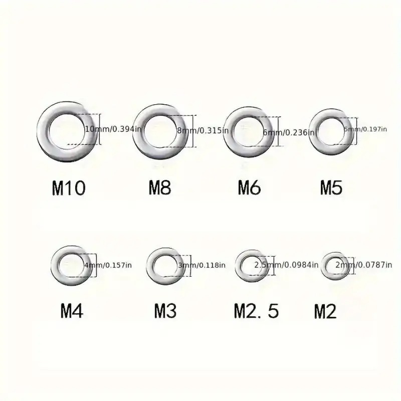 180Pcs Flat Washers Set Size M2-M10 Easy Installation Suitable for Home Improvement/Shop/Outdoor Work