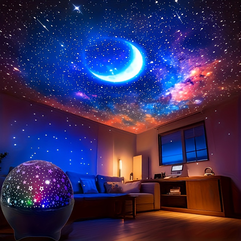 Temu Popular Starry Sky Dream Projection Lamp Star Moon Atmosphere Lamp Northern Lights Water Ripple Star Swirl Small Magic Ball