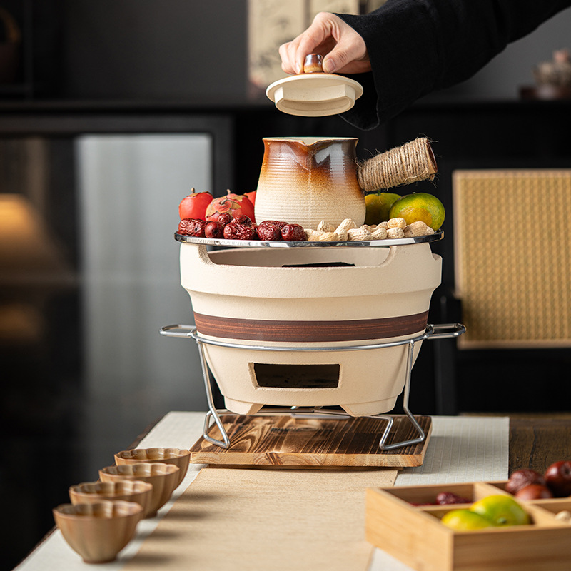 Extra-Large Tea Brewing Stove, Terracotta Charcoal Barbecue Mud Stove, Wind Stove, Camping Outdoor Tea Roasting Stove, Extra-Large Charcoal Stove