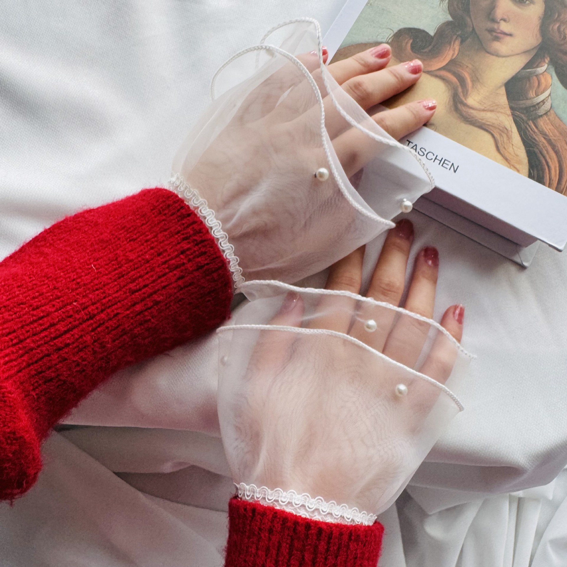 Lace Fake Sleeve Women's Wrist Short Sleeve All-match Mesh Lace Gloves Decorative Sleeve Short Sweater Fake Cuffs