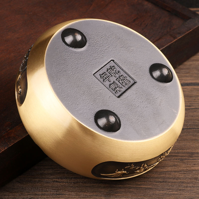 Creative High-end pure brass distressed large ashtray blooming rich office desktop gift for men