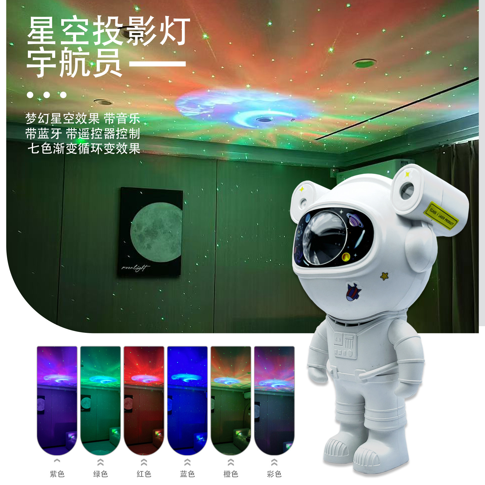 Лампа звёздного неба с дистанционным управлением и музыкой Астронавт проекционная лампа USB динамическая лампа звёздного неба для детей