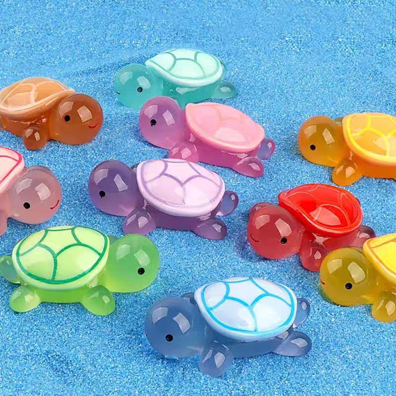 Internet Celebrity Cartoon Turtle Series Micro-Scenery Fish Tank Landscaping Ornaments Cute Colorfulful Little Turtle Luminous Ornaments