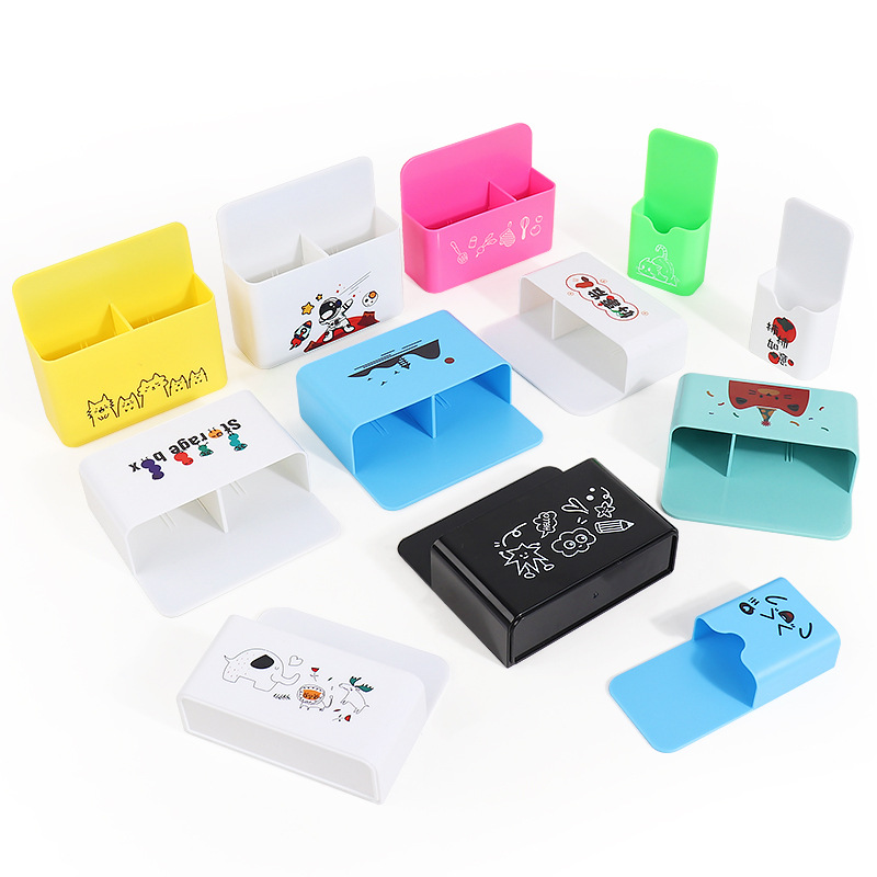 Wholesale Magnetic Pen Holder Whiteboard Blackboard Rectangular Abs Plastic Storage Box Pen Case Can Be Printed with Logo Stationery Magnetic Suction