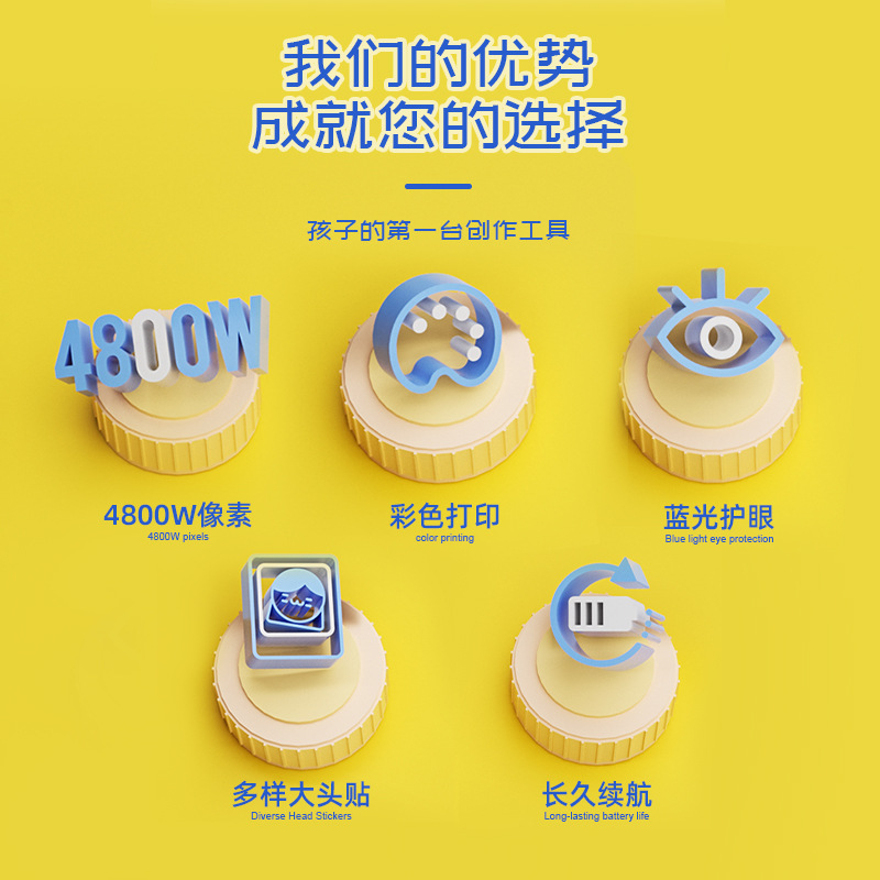 Cross-Border Children's Polaroid Camera That Can Be Connected to Mobile Phone Dual Camera Student Color Printing Camera Cartoon Printing Camera