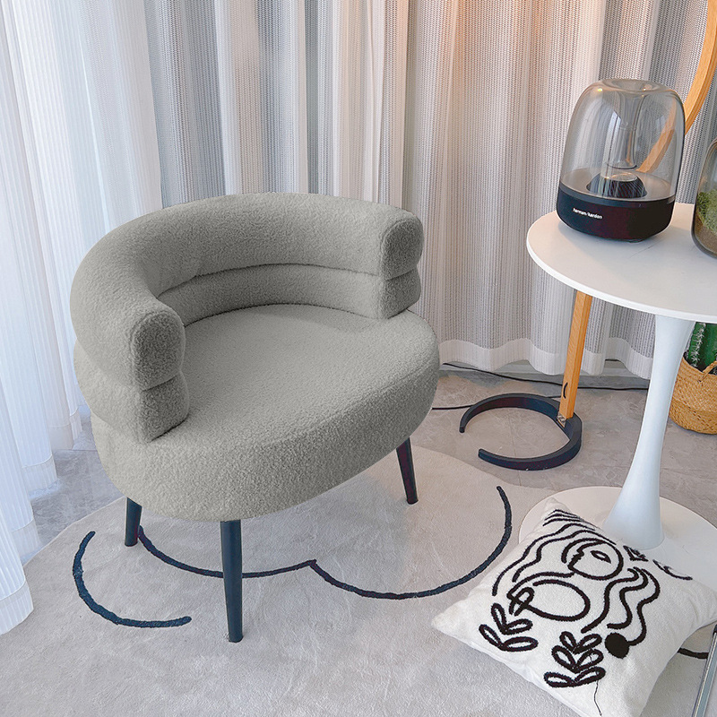 Bobo Internet Celebrity Ins Lambskin Chair Bedroom Cloakroom Balcony Single Sofa Dressing Chair Afternoon Tea Leisure Chair