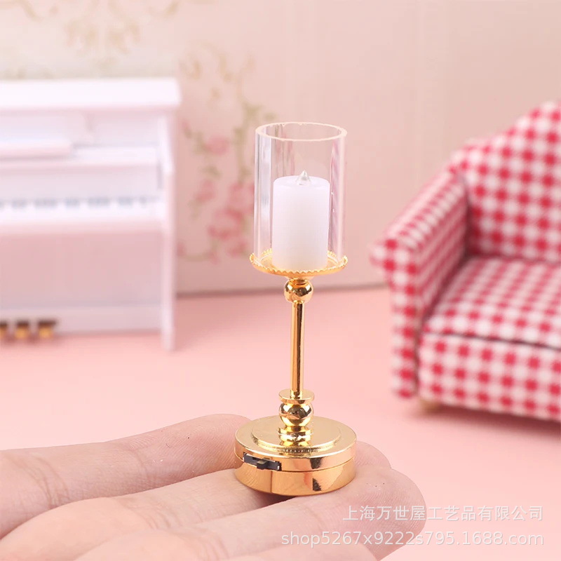 1:12 doll house dollhouse mini (glass cover imitation candle lamp) indoor and outdoor decorative ornaments