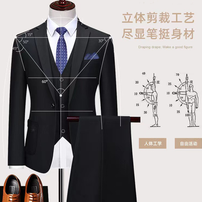 New Men's Suit Professional Jacket Suit Men's Work Business Wear Black Navy Blue Gray Two-button Dress Pants