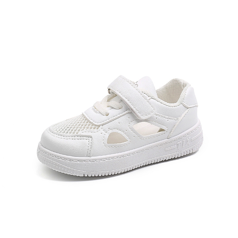 2025 Summer Sandals Children's White Shoes Ultra-Light Boys College Style Sports Shoes Female Baby Velcro Campus Shoes