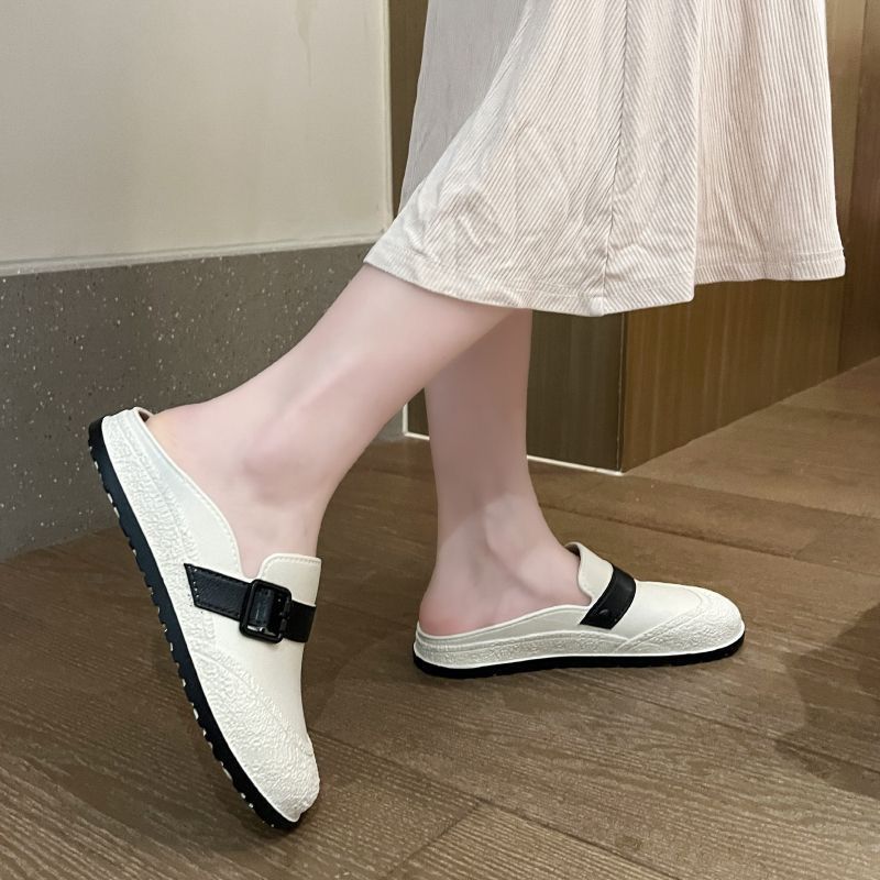 Flat Half Bag Slippers Women's Outer 2025 New Style Outer Wear Internet Popular Summer Lazy All-match Home Fashion Non-slip