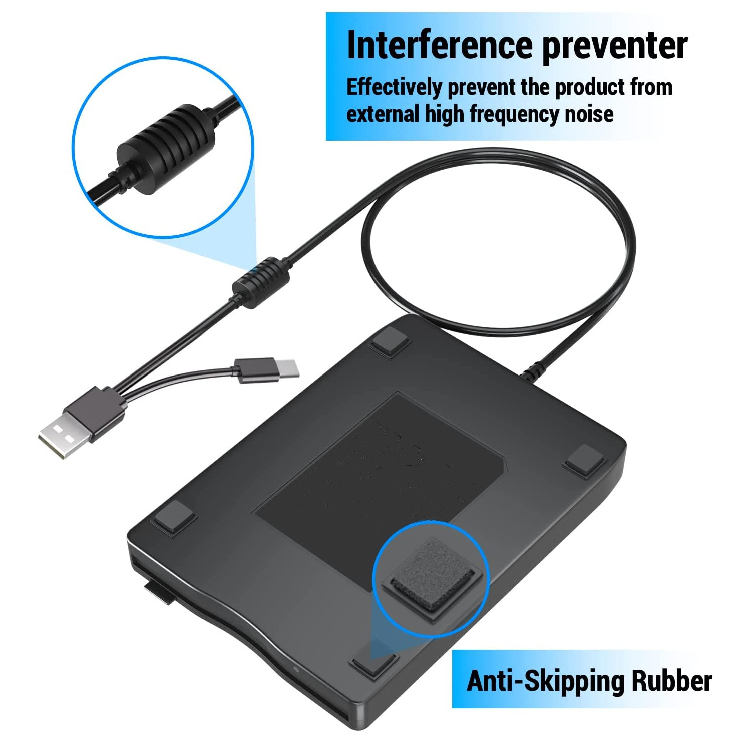 Portable dual interface USB floppy drive 3.5 inch fdd external floppy drive computer 1.44mb flop floppy drive
