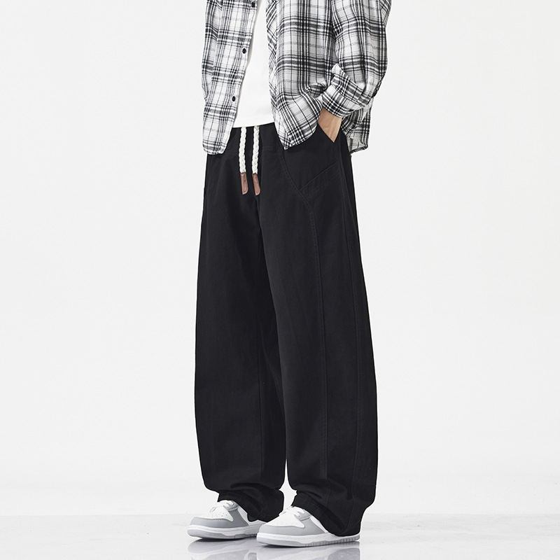 Jyf-M8809 повседневные брюки для мужчин весна и осень свободные прямые спортивные длинные брюки молодежные модные широкие брюки драпированные