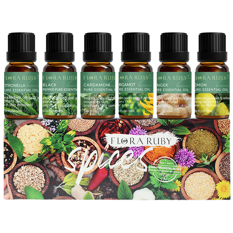 Plant skin care aromatherapy essential oil suit aromatic long-lasting odor removal six bottles single pure essential oil cross-border wholesale