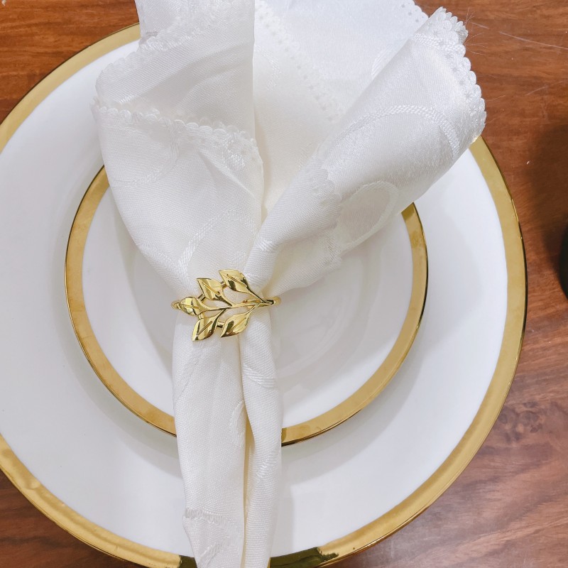 Cross-border Napkin Ring New Napkin Buckle Leaves Napkin Ring High-end Metal Ring Hotel Table