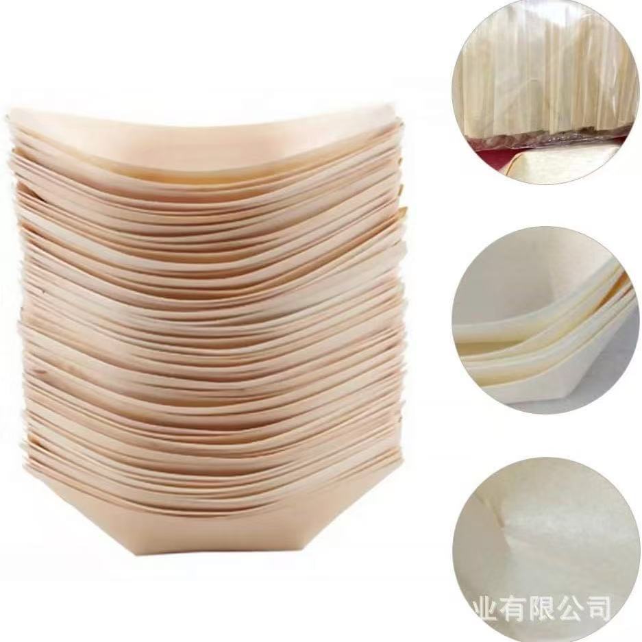Wooden Sushi Tray Disposable Snack Snack Packaging Boat Tray Party Fruit Snack Tray Wooden Boat Box Snack Box
