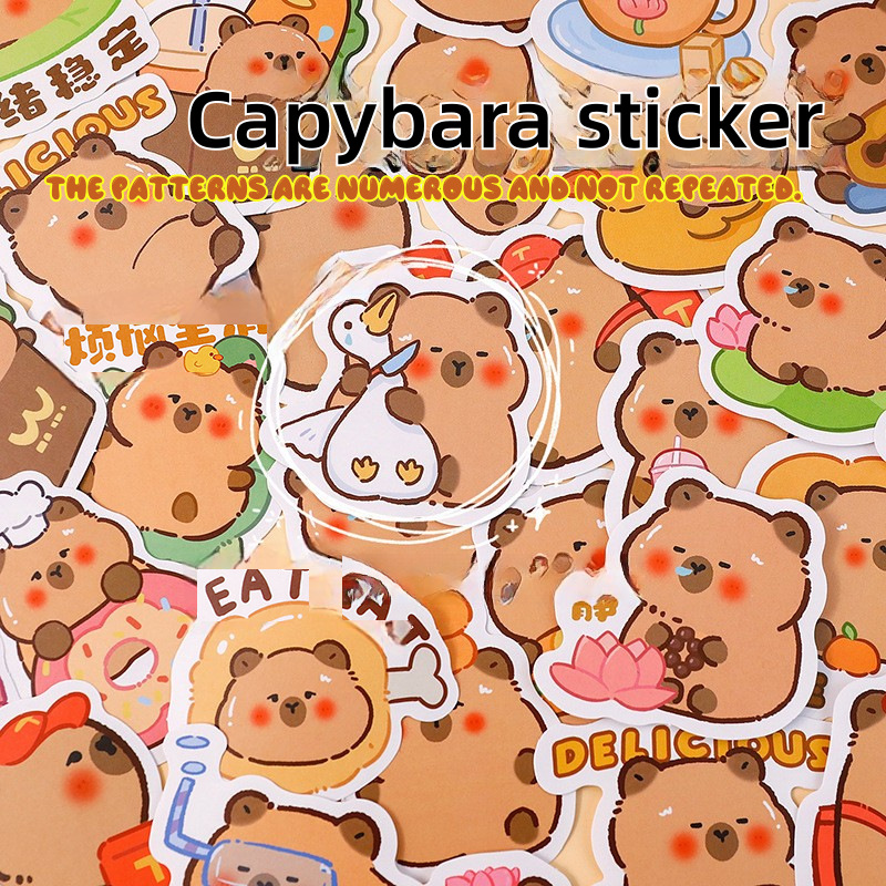 Cross-Border Capibala Sticker Pack Cute Capybara Handbook Sticker DIY Self-Adhesive Mobile Phone Water Cup Decoration Paste