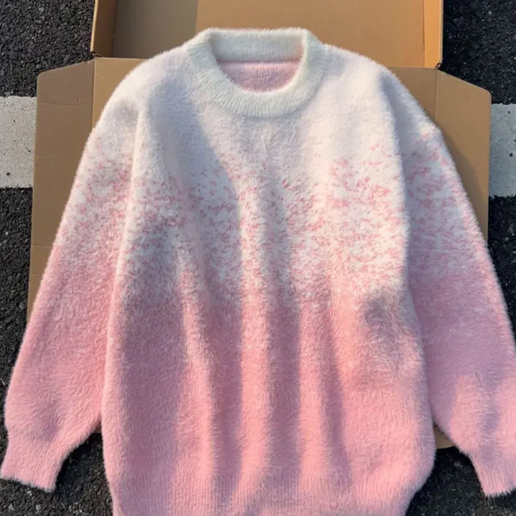 Пуловер с градиентным тай-дай для мужчин, зимняя пара, ленивый стиль, высококачественный ретро, мягкий восковый трикотаж