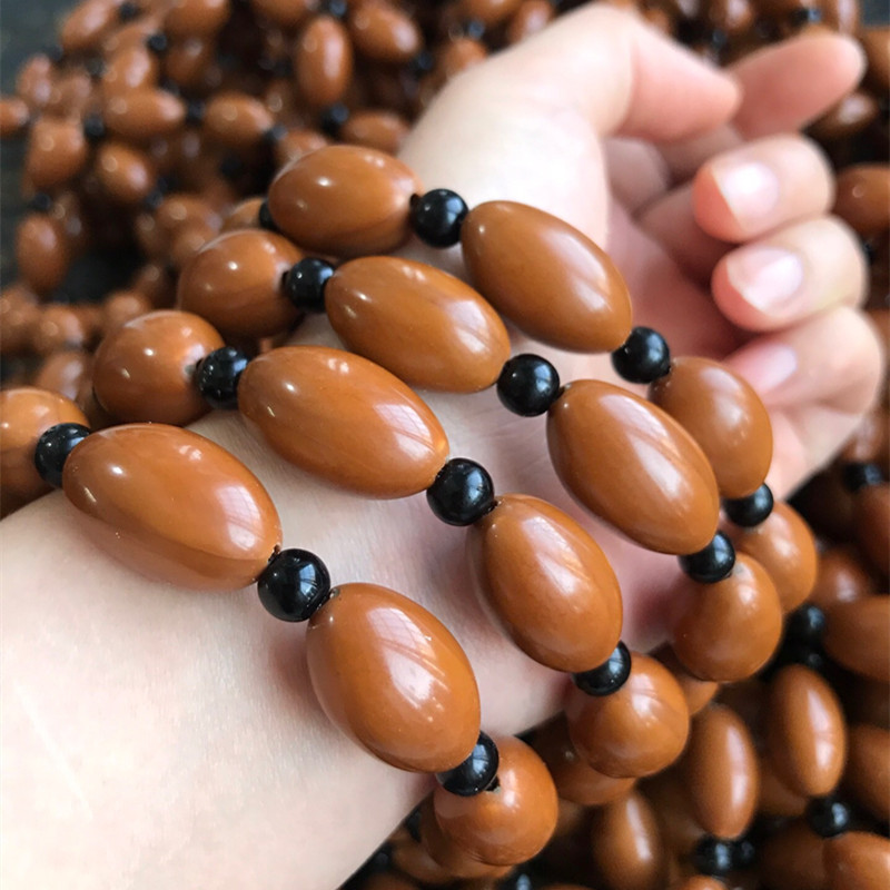 Olive Seed Bead Bracelet Short Round Red Oil Olive Handmade Carved Women's Olive Seed Light Bead Bracelet Factory Price