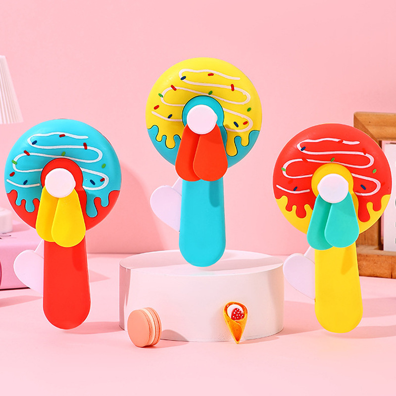 Вентилятор с ручным нажимом в виде пончика, милый портативный вентилятор, ручной мини-вентилятор, игрушка-подарок