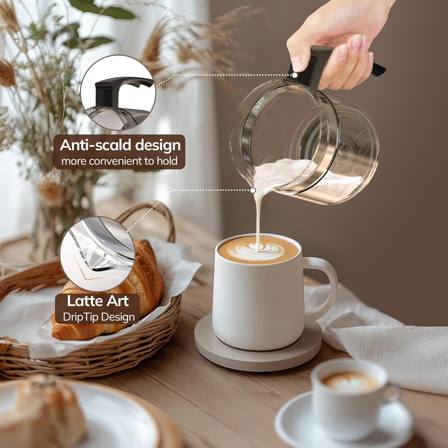 Cross-Border Hot-Selling 4-in-1 Fully Automatic Milk Frother Coffee Machine Supporting Hot Milk Household Hot and Cold Electric Milk Frother