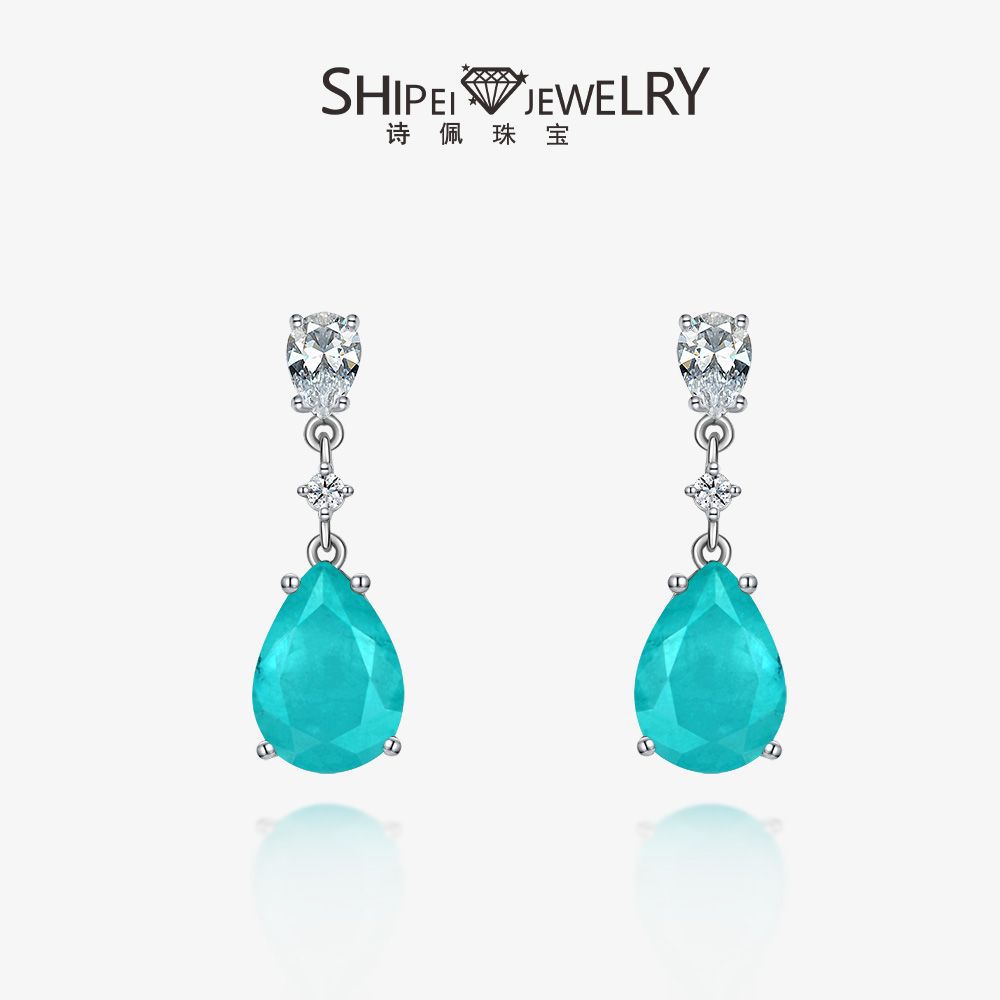 Shipei Jewelry Green Smart Earrings Long 6 karat Water Drops 10*14 European and American Luxury Earrings Earrings 2025