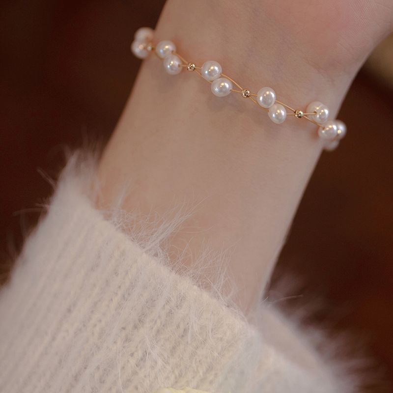 Natural Freshwater Pearl Bracelet Women's 2024 New Trendy Super Fairy Blink in the Escape Princess Summer Explosions Bracelet