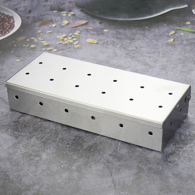 Stainless Steel Smoked Box Outdoor Barbecue Barbecue Thickeneded Bacon Box Fruit Wooden Box Bbq Spice Box Barbecue Tools