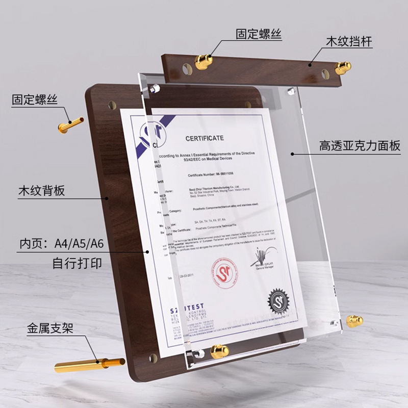 Acrylic Table Card Walnut Price Tag Retro Office Desk Display Stand Walnut Business Drink Card