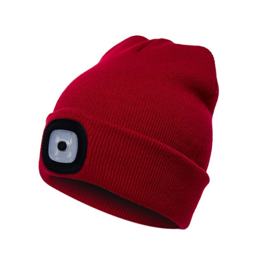 Source Manufacturer Knitted Hat Led Light Luminous Hat 4 Led Hat Light USB Knitted Hat with Light Hat with Led Light