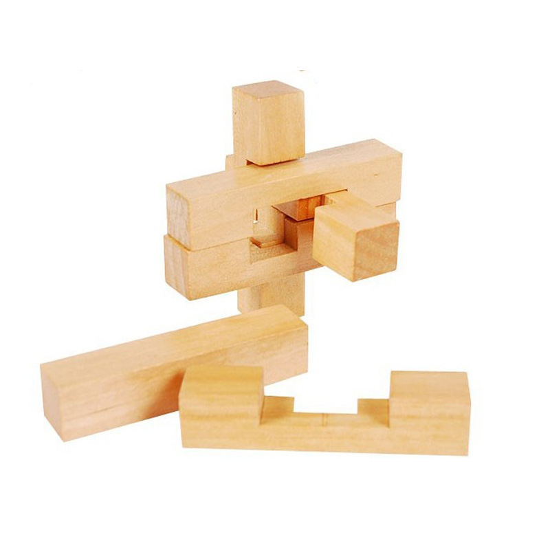 [Puzzle] wooden toy manufacturers color Assembly primary color six-pass Kongming lock Luban ball educational toys