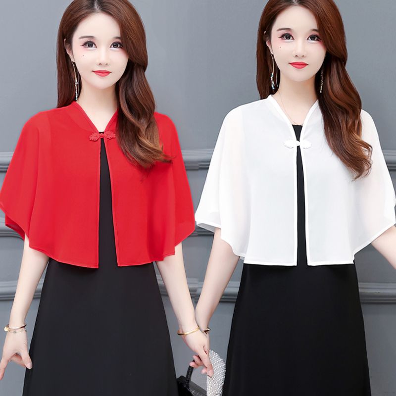 Маленький шаль с юбкой, летний, тонкий, короткий, большой размер, дышащий шифоновый жилет, защита от солнца