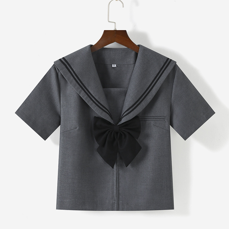 Wholesale Dropshipping Gray Two-Piece Japanese Authentic Jk Uniform Sailor Suit Academy Style Female School Outfit Jk Set Pleated Skirt