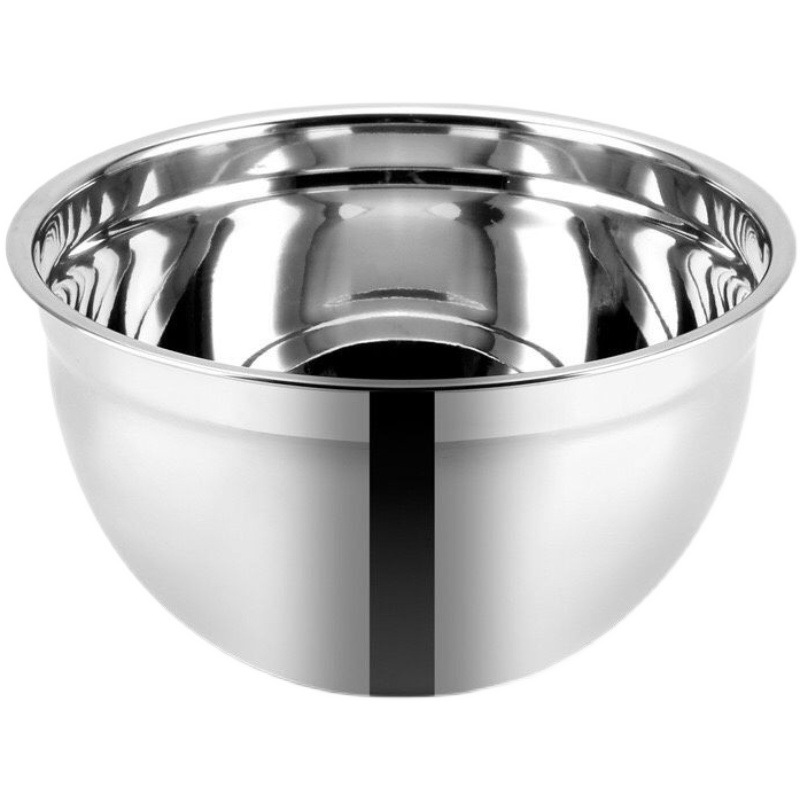 Cross-Border Stainless Steel Egg-Beating Basin, Thickened with Lid, Non-Slip, Colorful Silicone Bottom, Baking Salad Basin Bowl with Scale