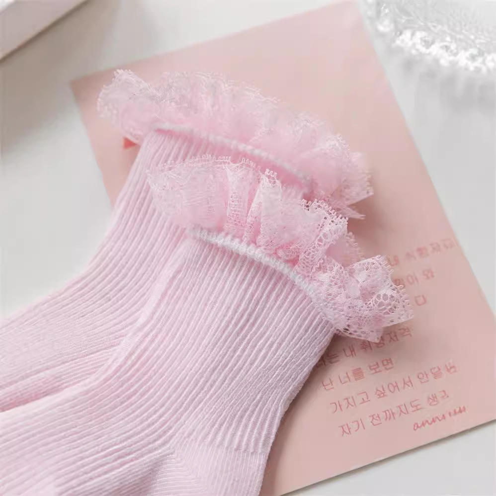 Children's socks girls lace princess socks cotton socks spring and autumn cotton girls