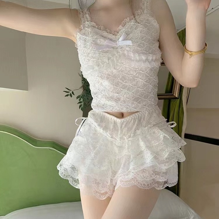 Кросс-браузерные новые слоистые шорты с бантом летние тонкие кружевные антиэкспозиционные трехточечные дышащие нижние брюки для женщин