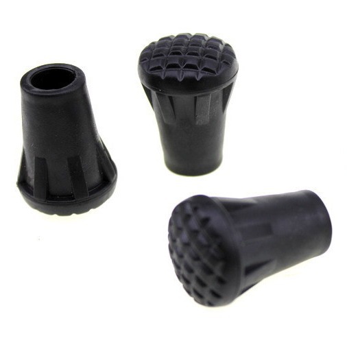 Collection of Outdoor Trekking Pole Accessories, Pole Tip Foot Covers, Pole Tip Covers, Crutches, Plastic Foot Covers with Metal Spacers Inside