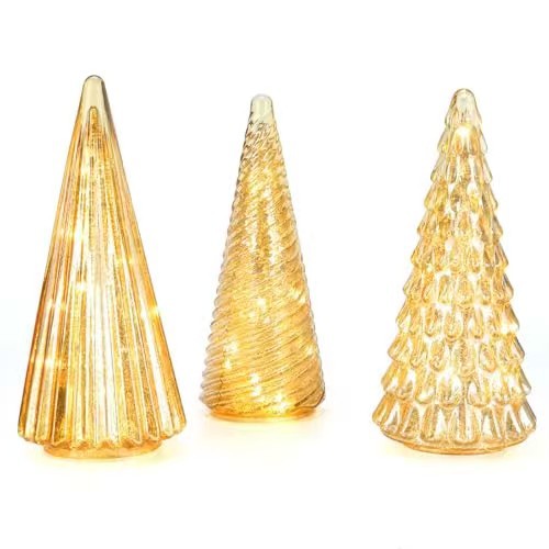 Cross-Border New Product Mercury Glass Led Christmas Tree Mercury Glass Led Christmas Tree