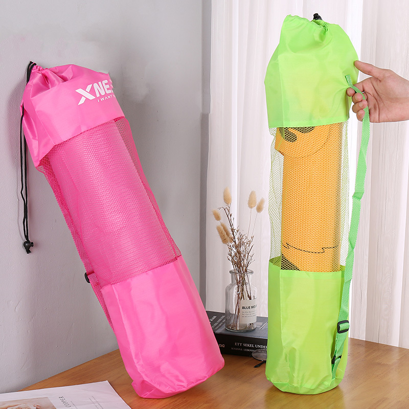 Cross-Border Yoga Mat Storage Mesh Bag Drawstring Portable Bag Oxford Cloth Drawstring Breathable Mesh Bag Nbr Backpack Customization