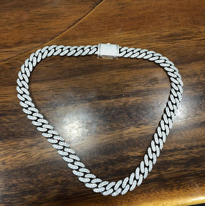 Платиновое ожерелье Pt950, кубинское ожерелье, европейское и американское хип-хоп ожерелье для мужчин, двойное рядное бриллиантовое кубинское ожерелье 10 мм, кросс-бордерное