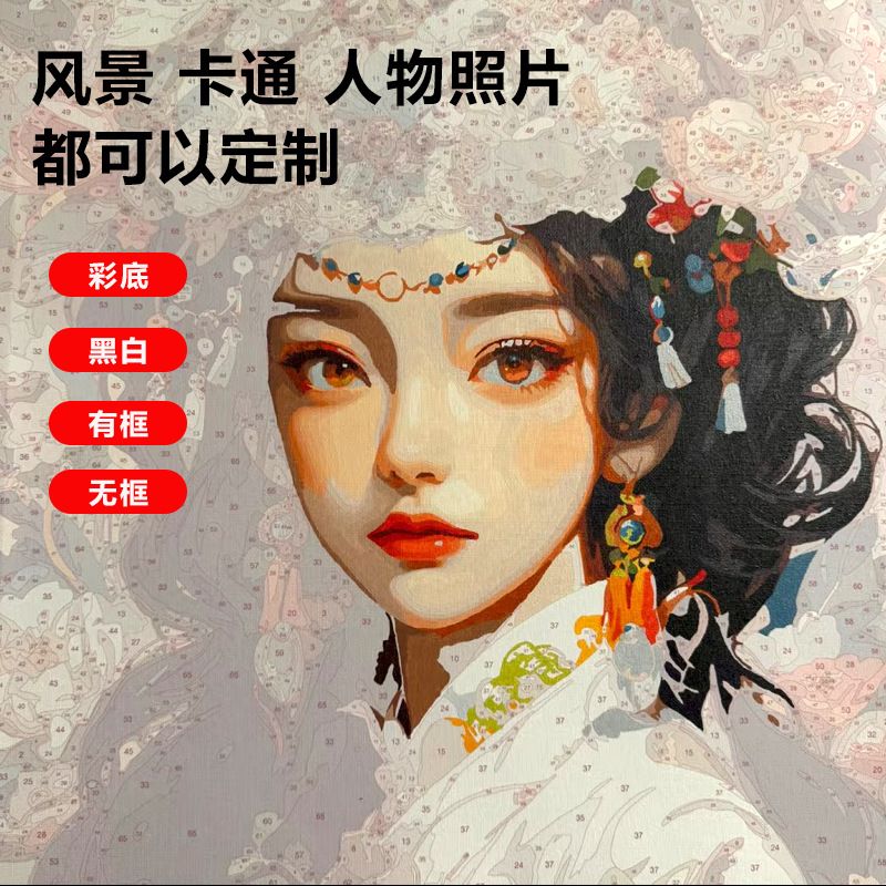 Cross-border explosions custom diy digital oil painting photo landscape cartoon animation to map custom small batch wholesale