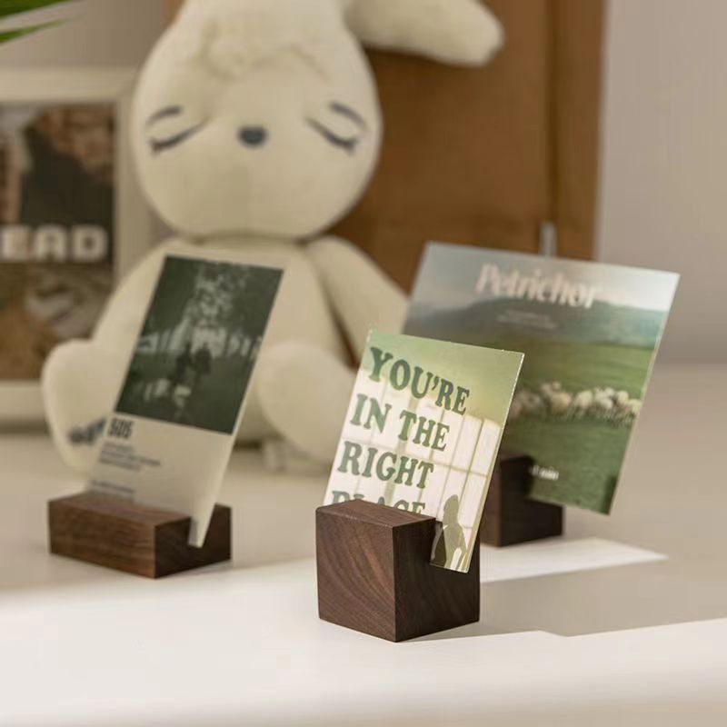 in stock walnut desk calendar base desktop postcard business card solid wood base wholesale note base can print logo