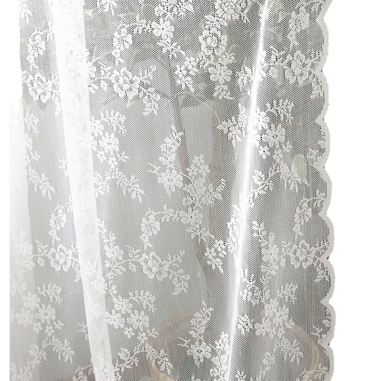 145 Side Wavy Edge White Lace Window Screen Warp Knitted Yarn Mosquito Net Bed Curtain Tablecloth Lace Coffee Curtain INS Curtain